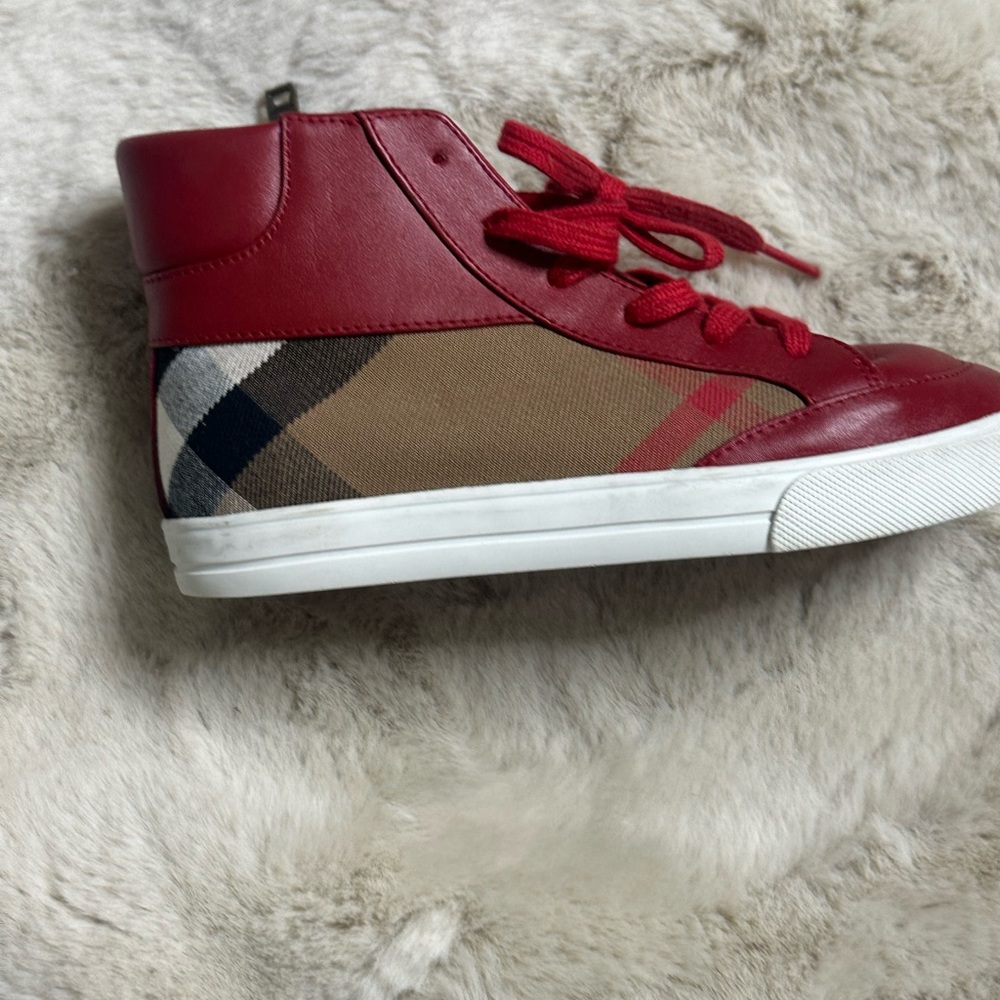Burberry Red and Brown Kids Sneakers